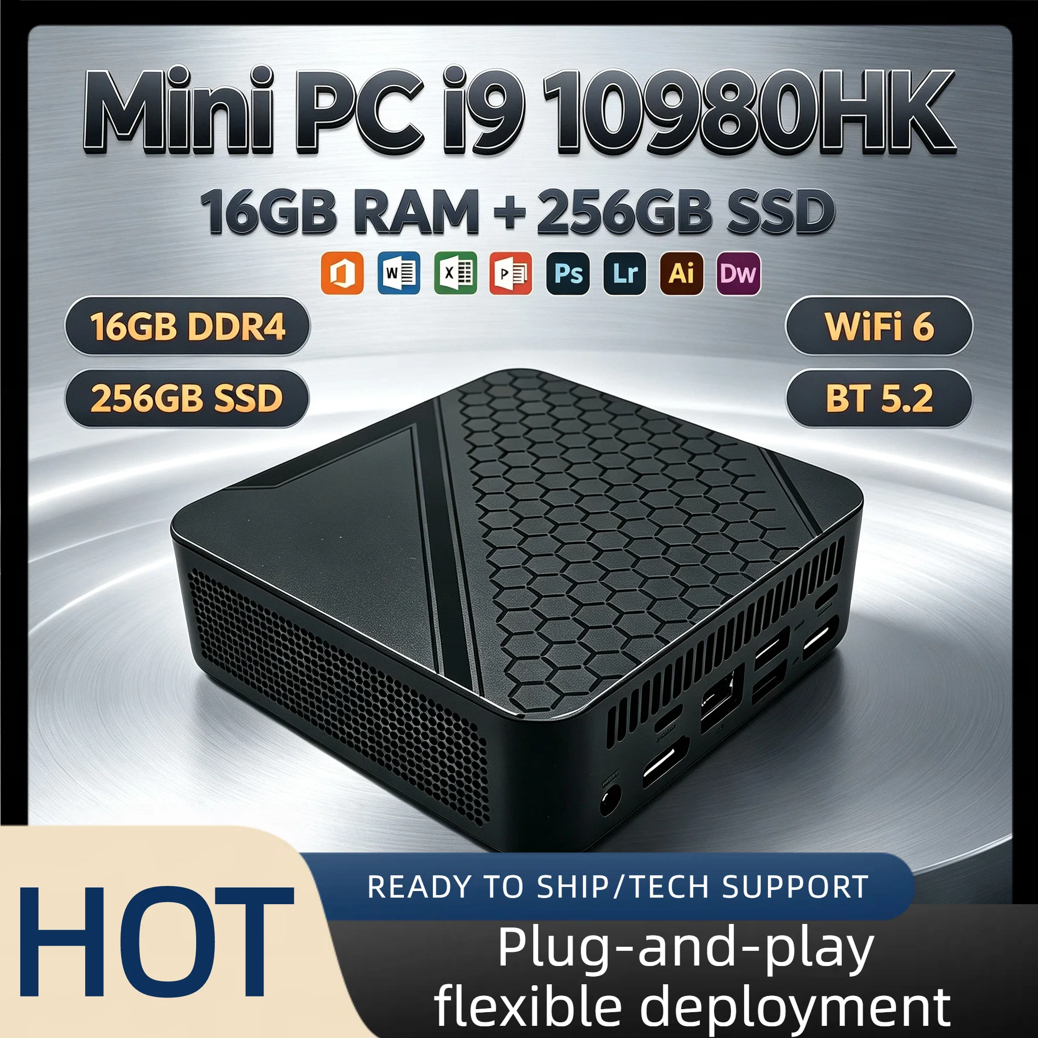 코어 i9 10980HK 초소형 미니 PC 16GB DDR4 M.2 NVMe SSD 트리플 4K 모니터 WiFi6 저소음 쿨링 프로 데스크탑 사무용