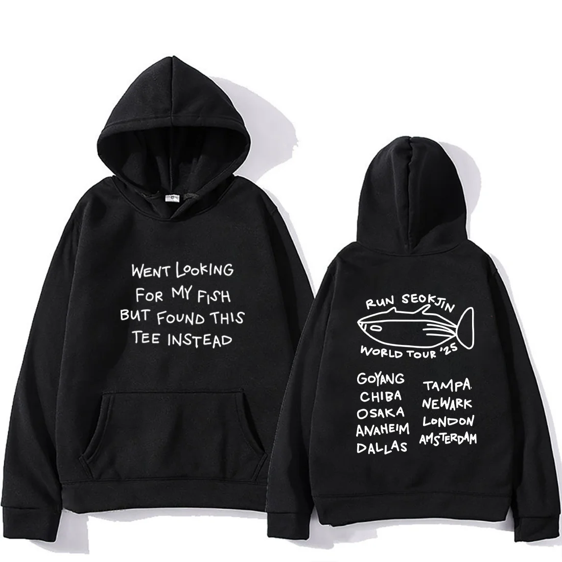 

Jin Super Tuna Fish RUNSEOKJIN World TOUR Graphics Hoodie Men Women's Kpop Korean Singer Fleece.vintage Long sleeve Sweatshirt