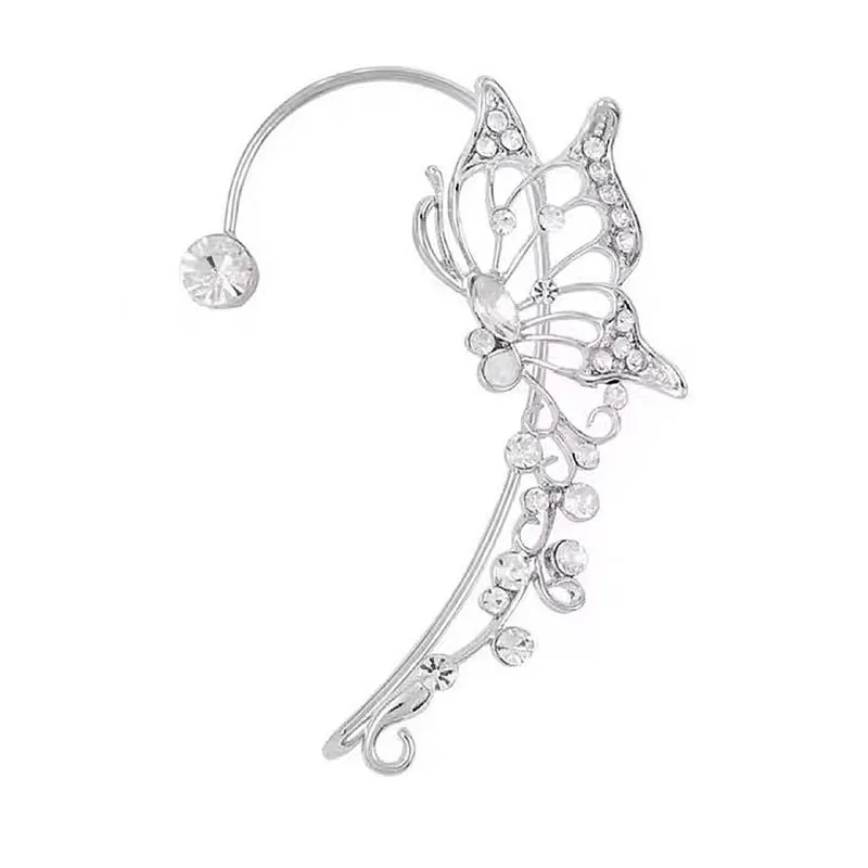 Fashion Sparkling Crystal Elf Butterfly Ear Cuff Without Piercing Clip Earrings Elegant Ear Clip For Women image 6
