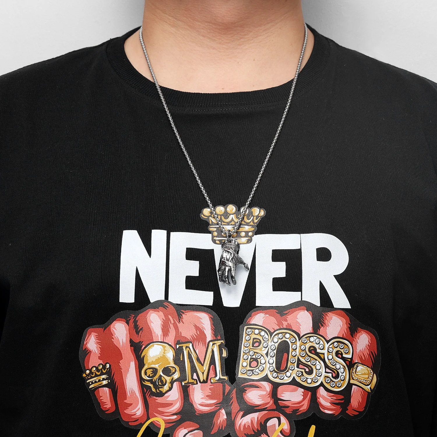 Gothic Devil Hand Skull Stainless Steel Men Women Necklaces Pendants Chain Punk Trendy Fashion Jewelry Creativity Gift Wholesale