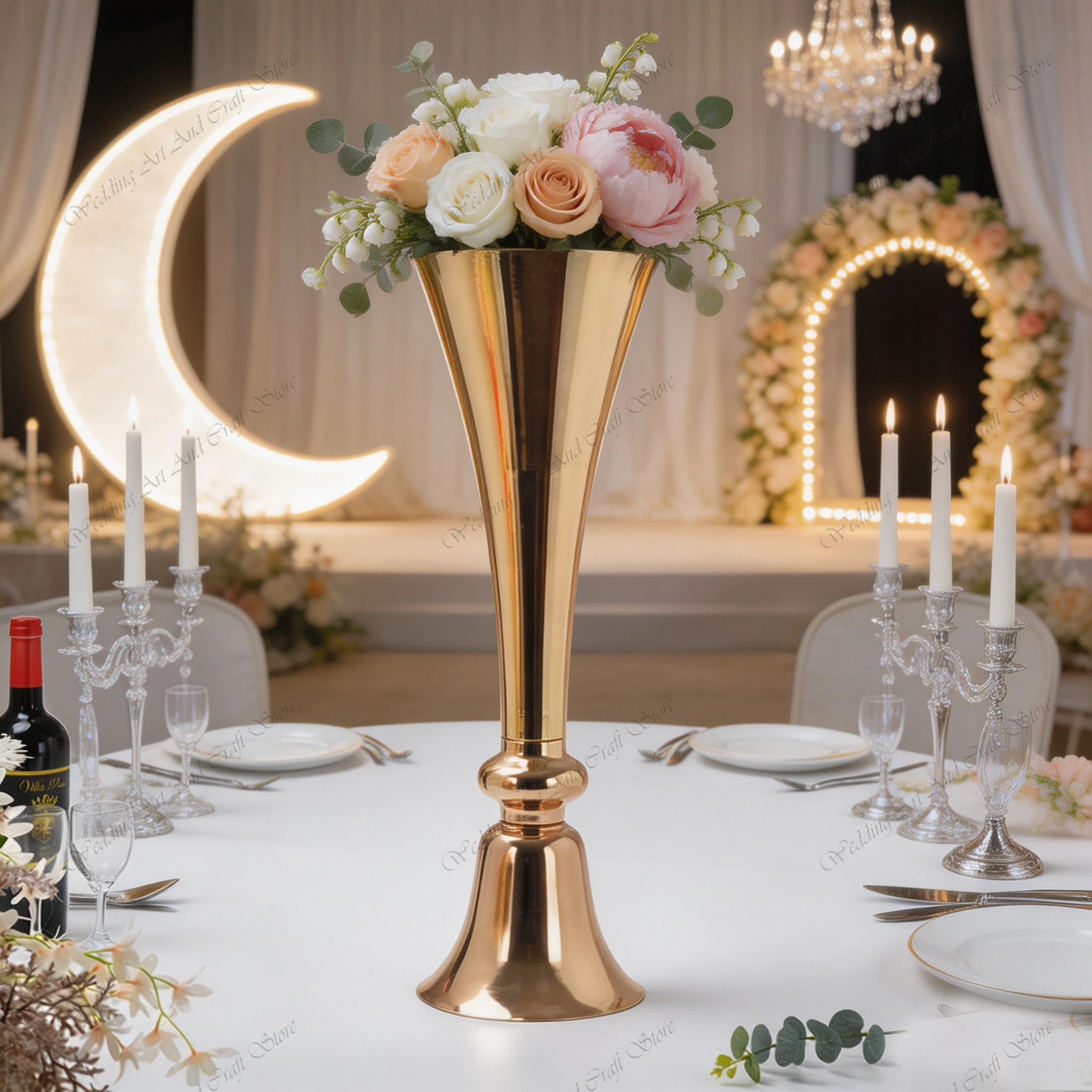 10pcs f30 57-90cm Floral Vases Table Centerpiece Decorative Wedding Gold Flower Stands Centerpieces for Wedding ivy1246