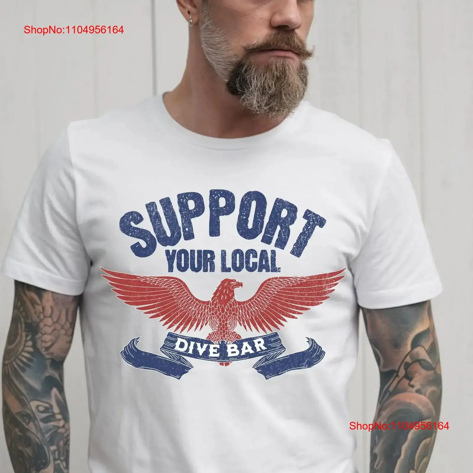 

Support your local dive bar graphic tee distressed drinking shirt drink T unisex beer drinker gift retro americana vintage