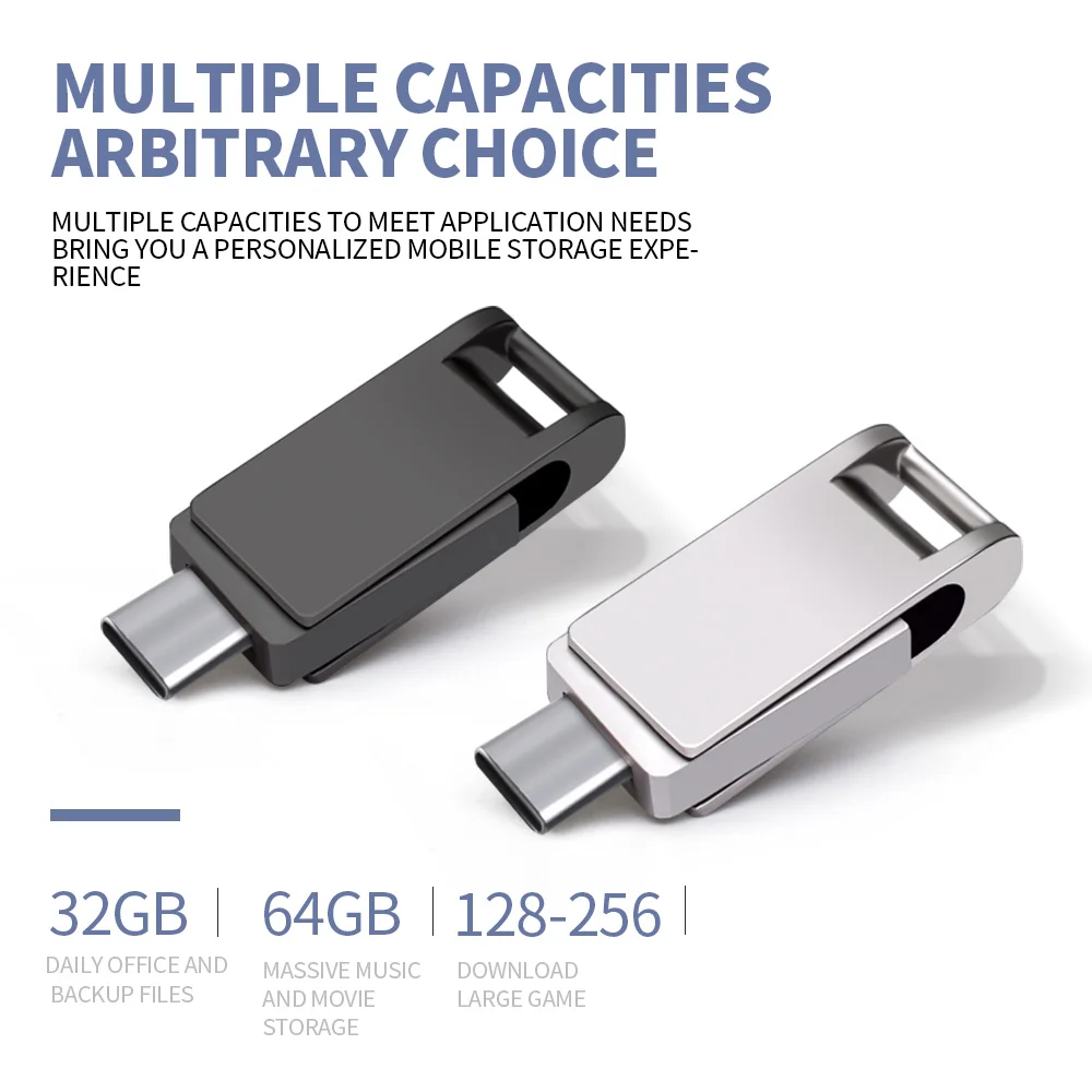 Imagem -05 - Otg Usb 2.0 & Tipo-c Flash Pen Drive Memória Vara Usb Flash Disk 128g In1 Pendrive Usb 3.0 Atacado u Disco 10 Peças Lote Logotipo Gratuito