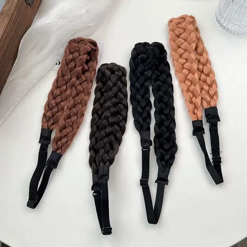 Fashion Synthetic Headband Fishtail Braids Hair with Adjustable Belt Plaited Hairband Bohemian Style Women Hairstyle Hairpieces