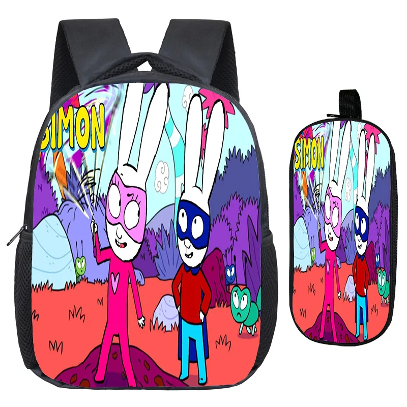 Picture 3: Simon Super Rabbit Backpack Pencial Case 2PCS Boy Girl Casual Backpacks Student Custom Knapsack Child Back to School Bag Mochila