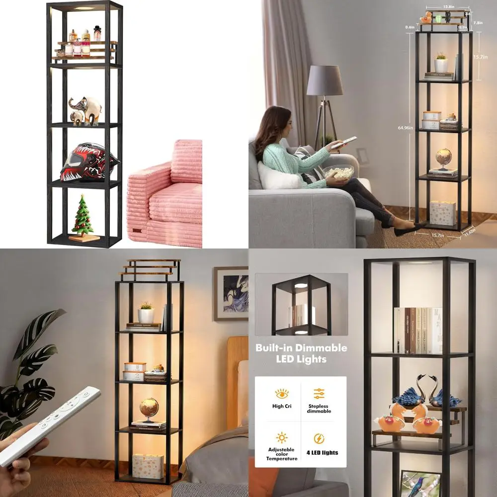 

5-Tier Display Shelf with Lighting and Storage Rack for Living Room, Bedroom, or Gaming Room