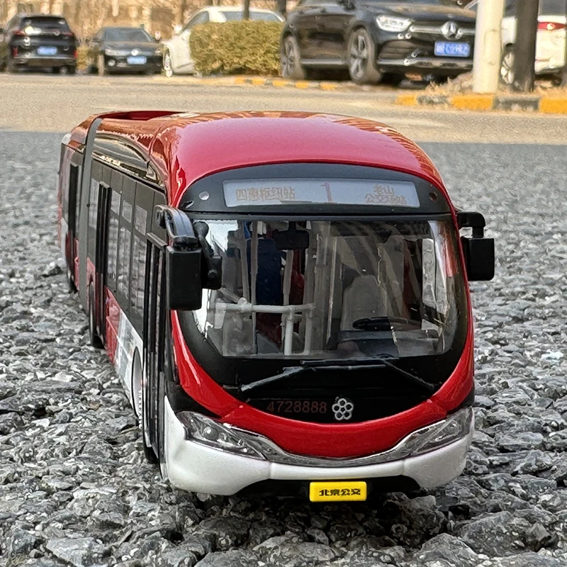 1:64 Little Red Fish Beijing Bus Route 1 Yinlong Articulated Bus Bus Model Alloy Toy Collection Gift