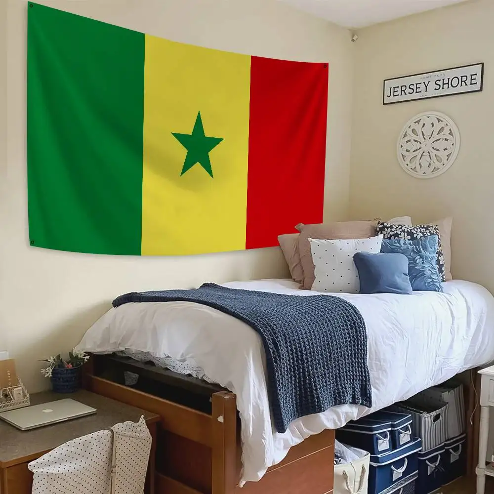 Drapeau du Sénégal bannières drapeau à quatre trous Polyester décor extérieur chambre esthétique