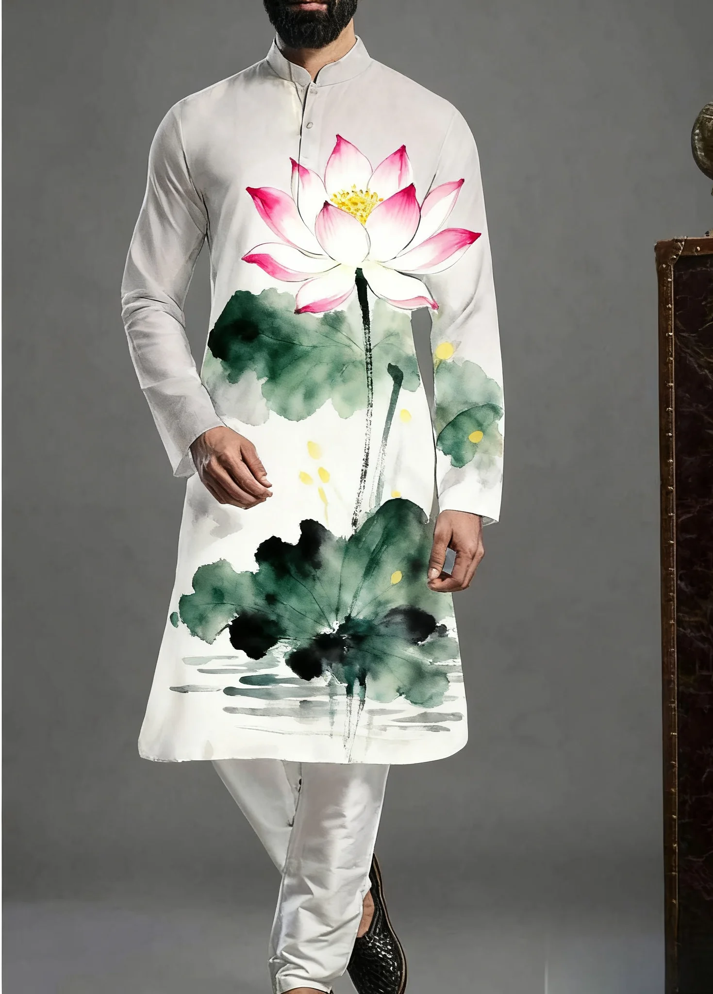 Kurt modello stampato da uomo kurtaasuha accappatoio regolare alla moda e vestibilità casual adatto a tutte le occasioni