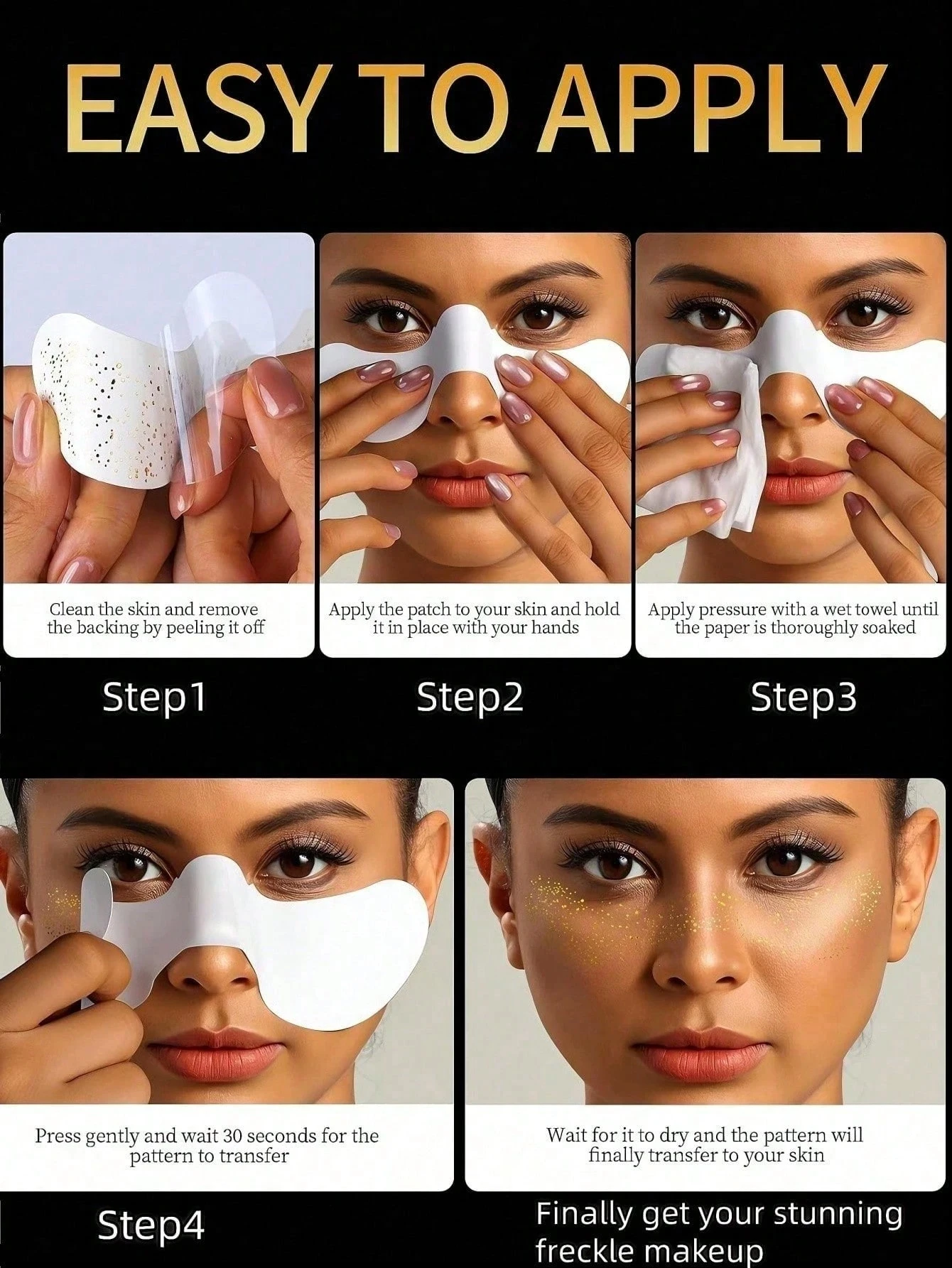 แผ่นสติกเกอร์ลายจุดทอง 6 แผ่น ลายจุดกลิตเตอร์สีทอง สำหรับติดหน้า กันน้ำ เหมาะสำหรับงานเต้นรำ งานดนตรี และปาร์ตี้