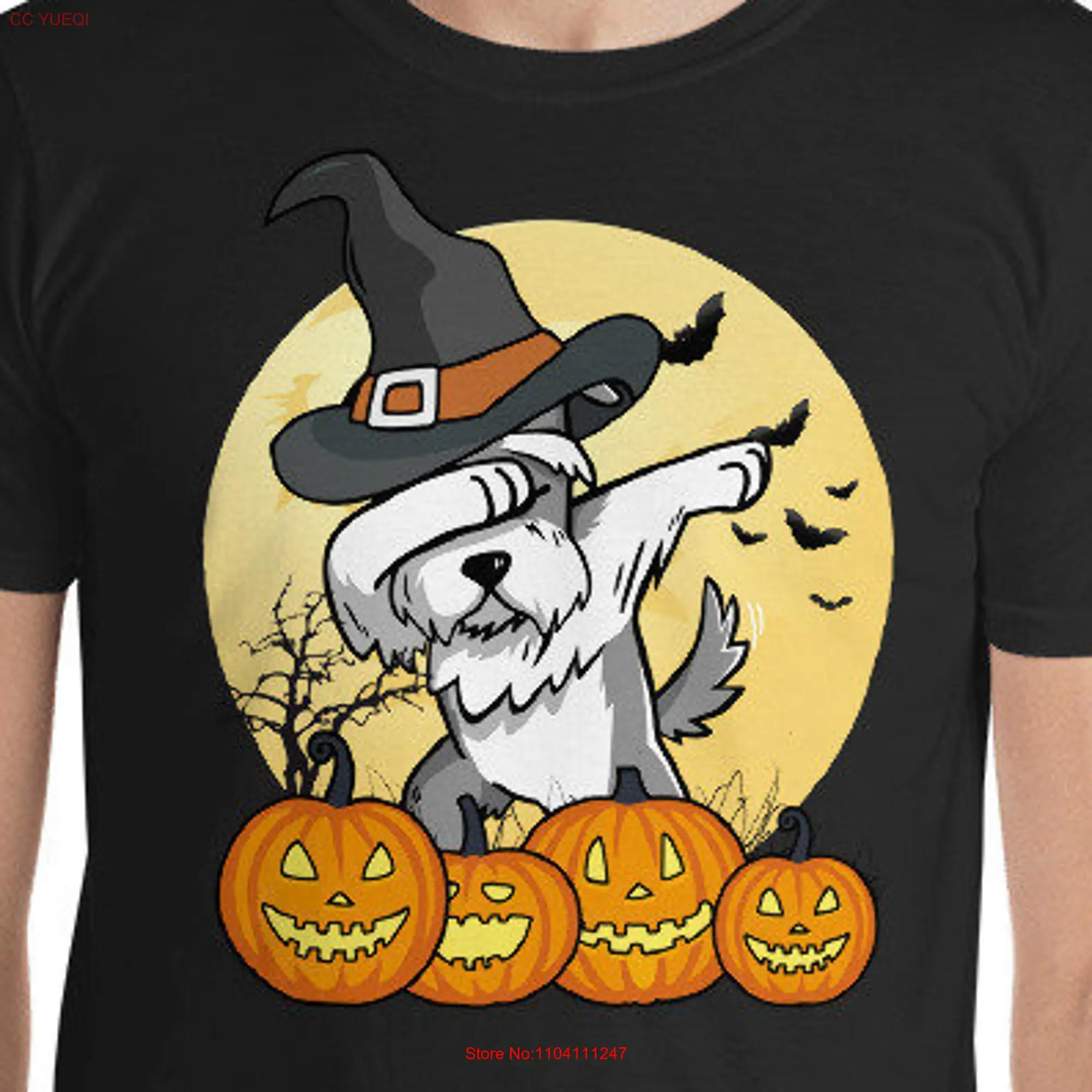 Dabbing Schnauzer Halloween T Shirt Funny Dab Dance Miniature Dog  long or short sleeves