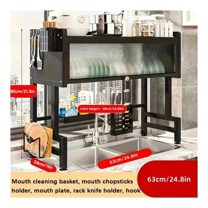 1 Piece MultiTier Drainage Rack Kitchen Sink Countertop Dustproof Storage Storage Bowl Drying Rack Household Chopsticks Drainage