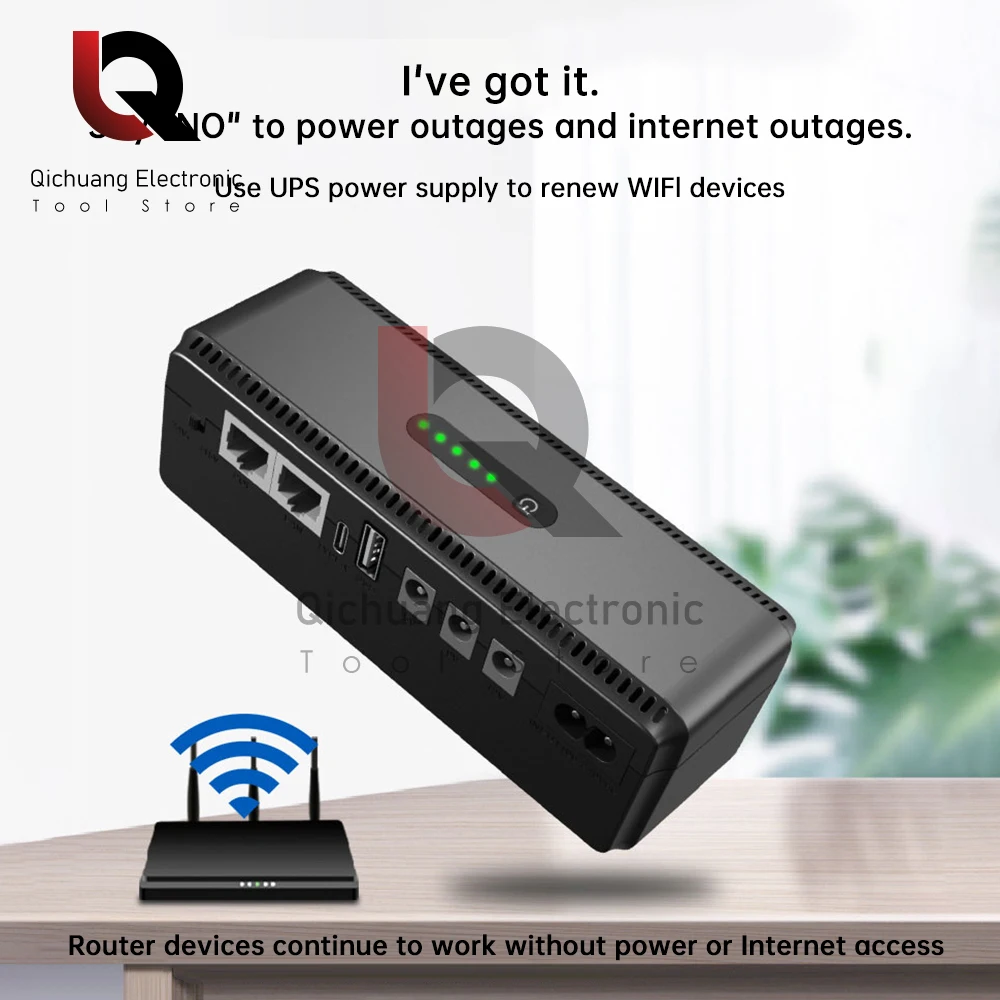 UPS Battery Backup 8800mah 10400mAh 5V 9V 12V 2A 15V 24V Uninterruptible Power Supply Router Upgrade Type-c Interface 50-60Hz