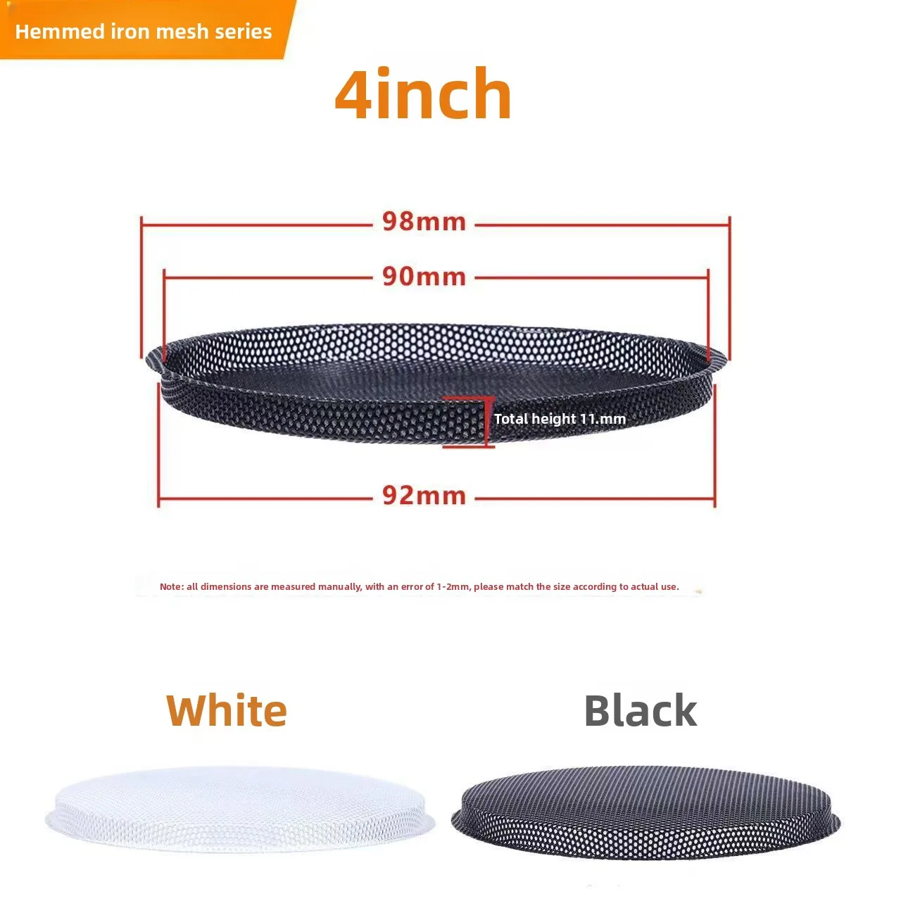 MW Audio 2PCS luidspreker ijzeren gaasrooster 2"-10", zwart/wit beschermhoes voor audioluidspreker