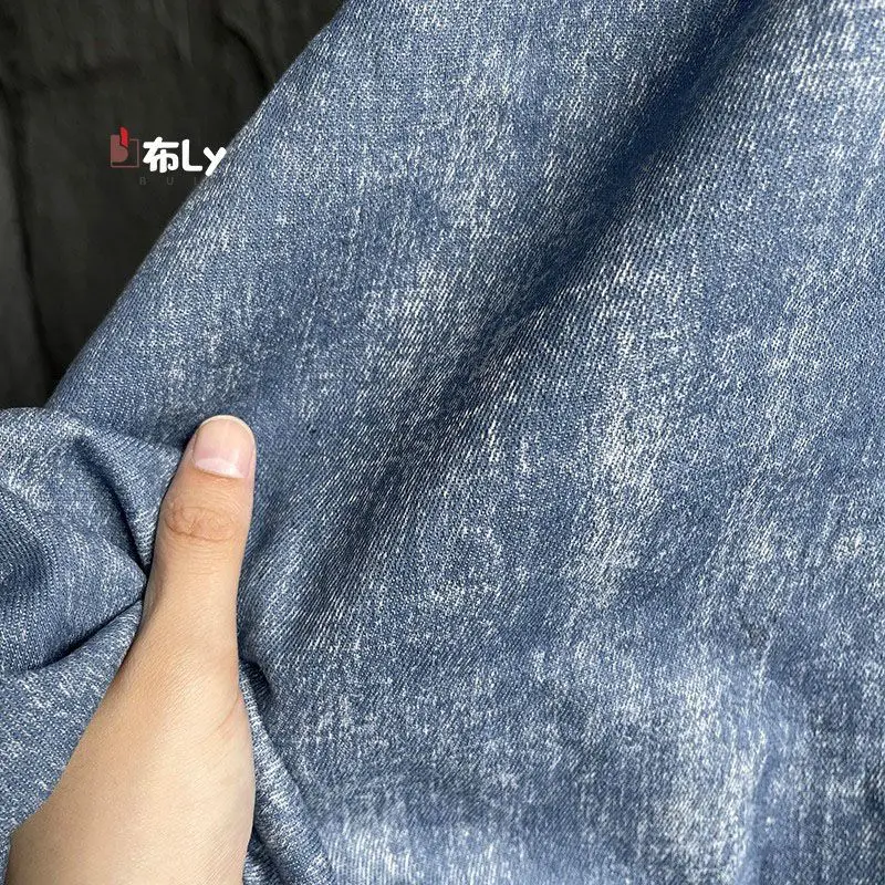 Light blue retro vicissitudes washed denim fabric creative apron jacket pants bag clothing designer fabric
