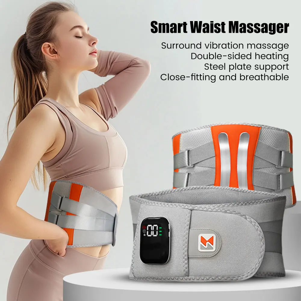 Waist Massager, Electric Lumbar Heating Belt, Multi-gear Adjustment, Portable Heat Back Massage Waist Brace, Waist Support Belt