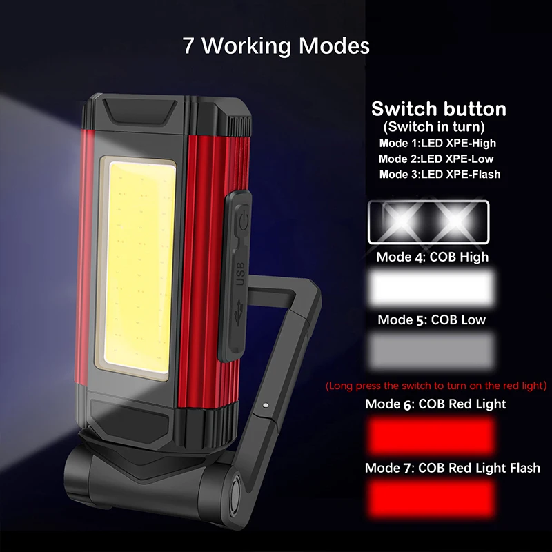 LED Work Light Rechargeable Magnetic Portable Mechanic Worklight Battery Powered,Bright for Car Repairing, Camping, Hiking, Gift