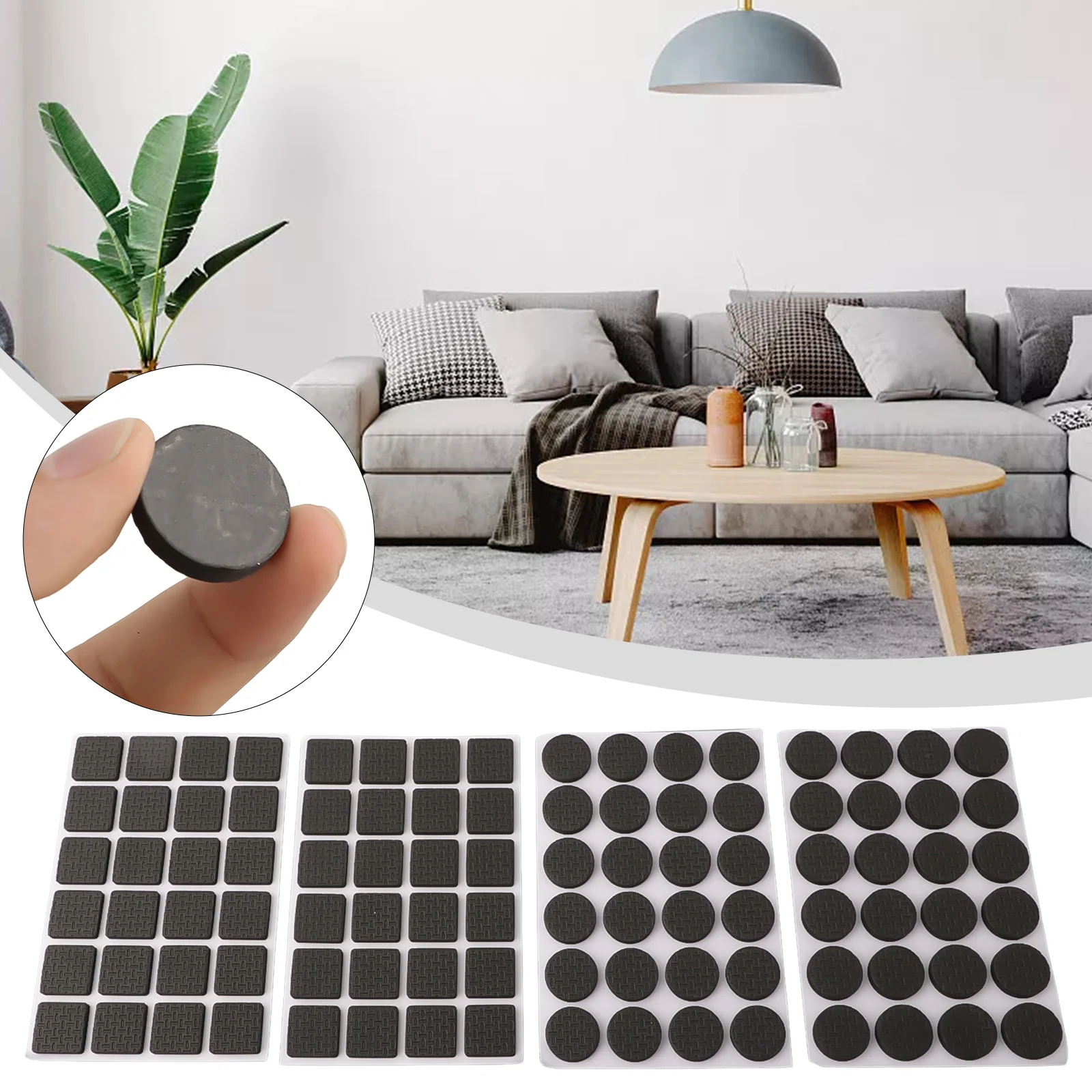 Brand New Useful Accessories High Quality Chair Leg Pad Table mat Protection Pad Non-slip Square & Round Black