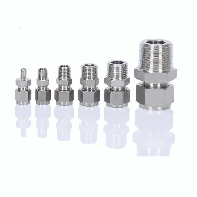 1 Pcs SUS 304 NPT BSPT Male Thread X Inch Tube OD Pneumatic Kitchen Pipe Compression Plug Connector Fitting