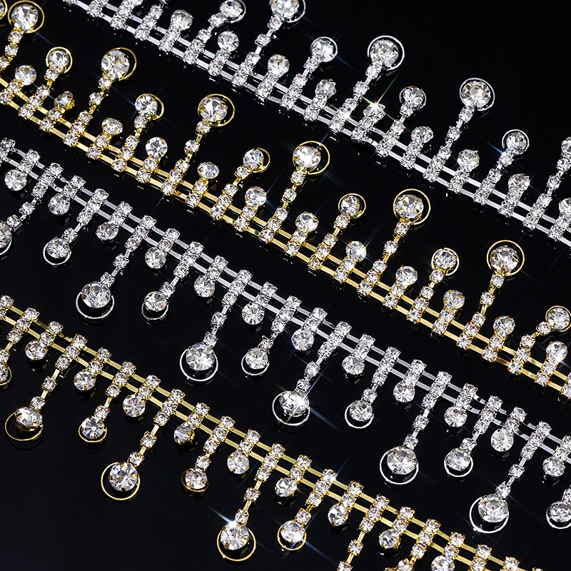 

Ducrystal 90CM/Yard Glitter Crystal Pendant Trim Chain Glass Rhinestone Crystal Tassels Claw Chain DIY ,Garment,Shoes,Dress