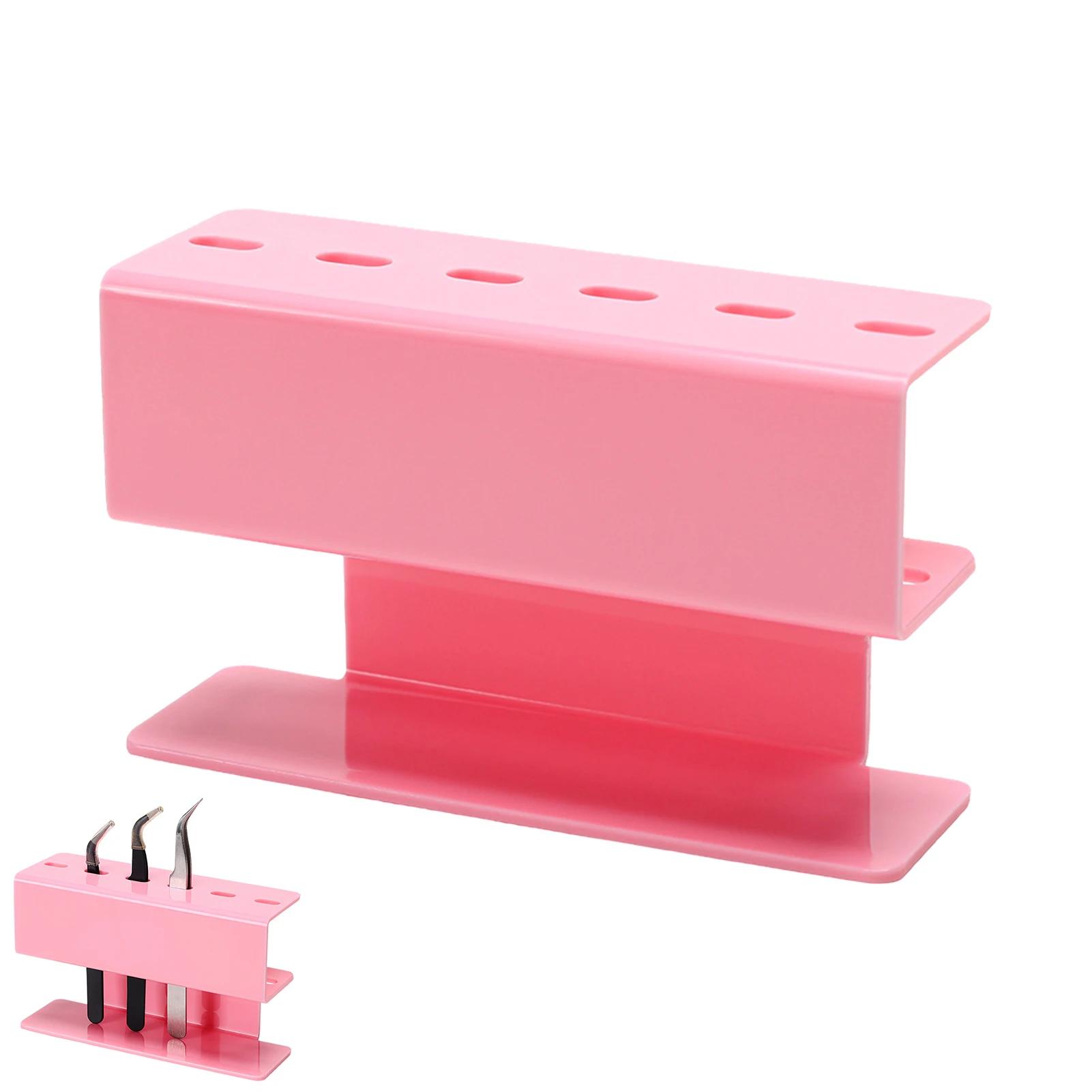 Soporte de pinzas acrílicas de 6 agujeros para herramientas de extensión de pestañas, estuche de almacenamiento, organizador de salón de belleza, soporte de exhibición, caja de almacenamiento