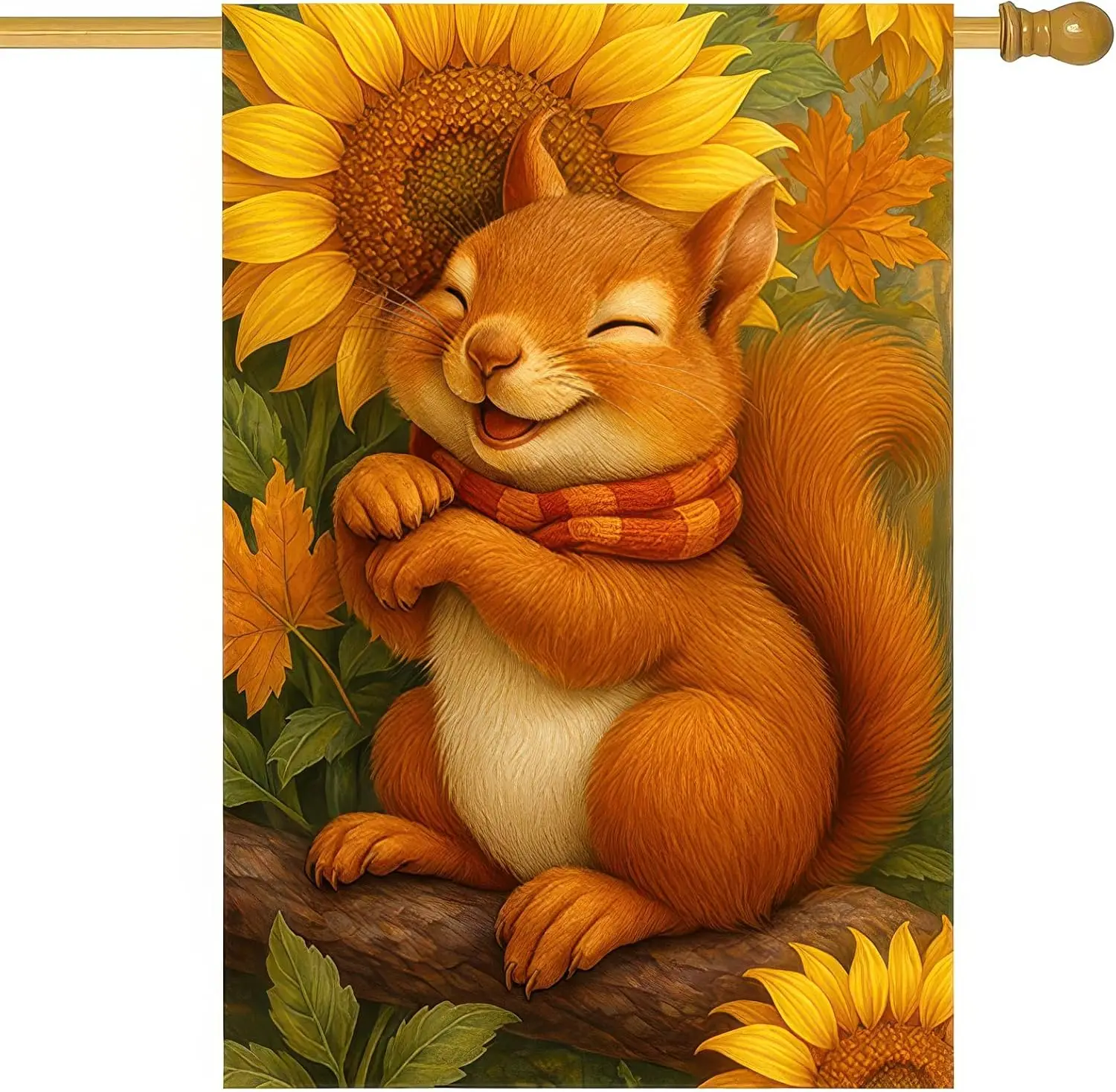 Thanksgiving Fall Garden Flag 12x18 Inch Welcome Squirrel Flag Double Sided Outdoor Autumn Yard Banner with Sunflowers and L LLG