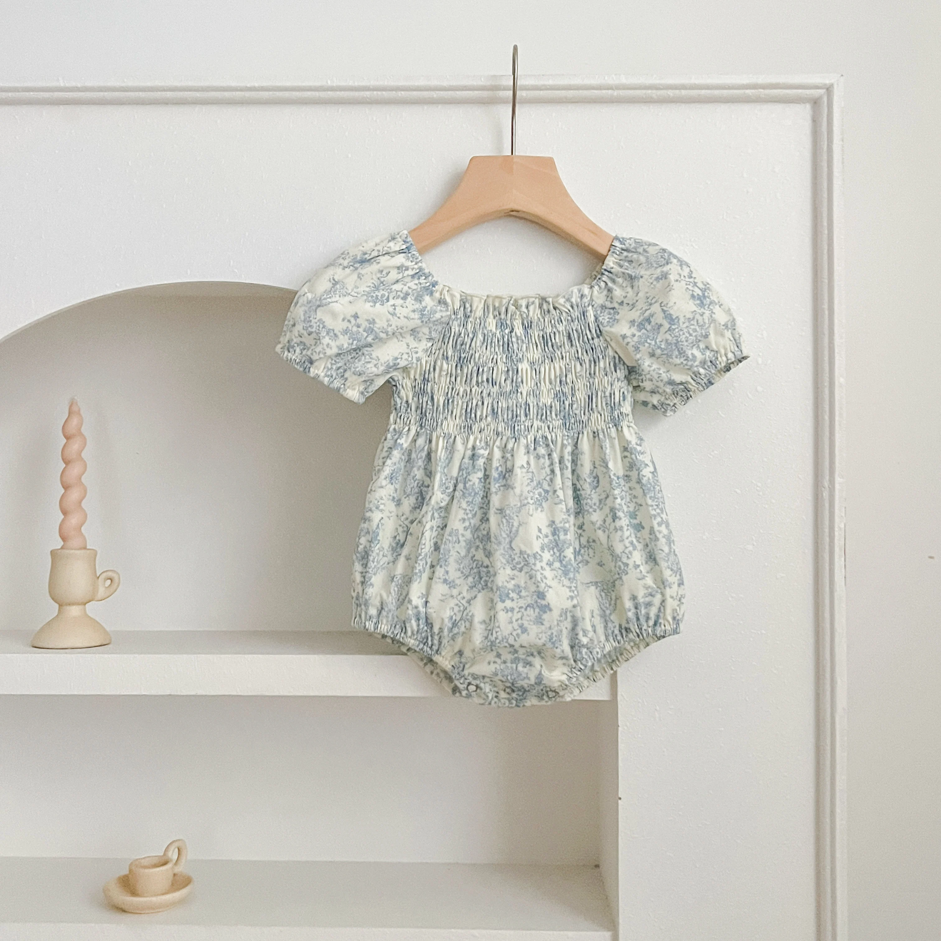 Sommer Schwester Kleid Infant Neugeborenes Baby Mädchen Kleidung Schwester Weibliche Baby Kleine Gebrochene Blaue Blume Kurzarm Strampler Kleidung ﻿ – Detail 8