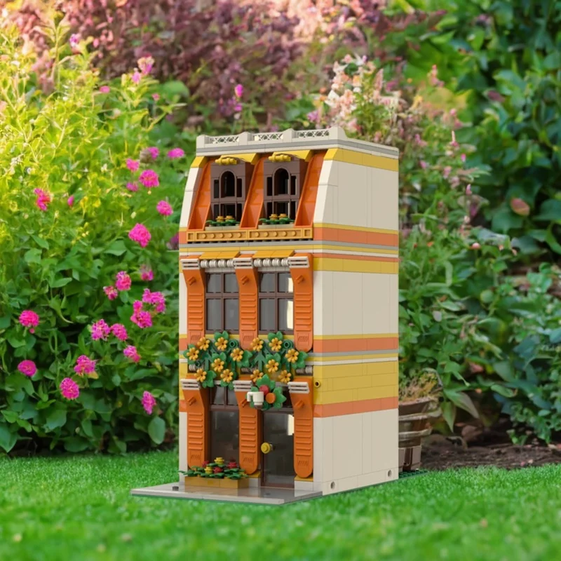 

812PCS MOC Street View Sunny Side Apt Model Custom Building Blocks Architecture DIY Assembly Display Gift Collectible Blocks Set
