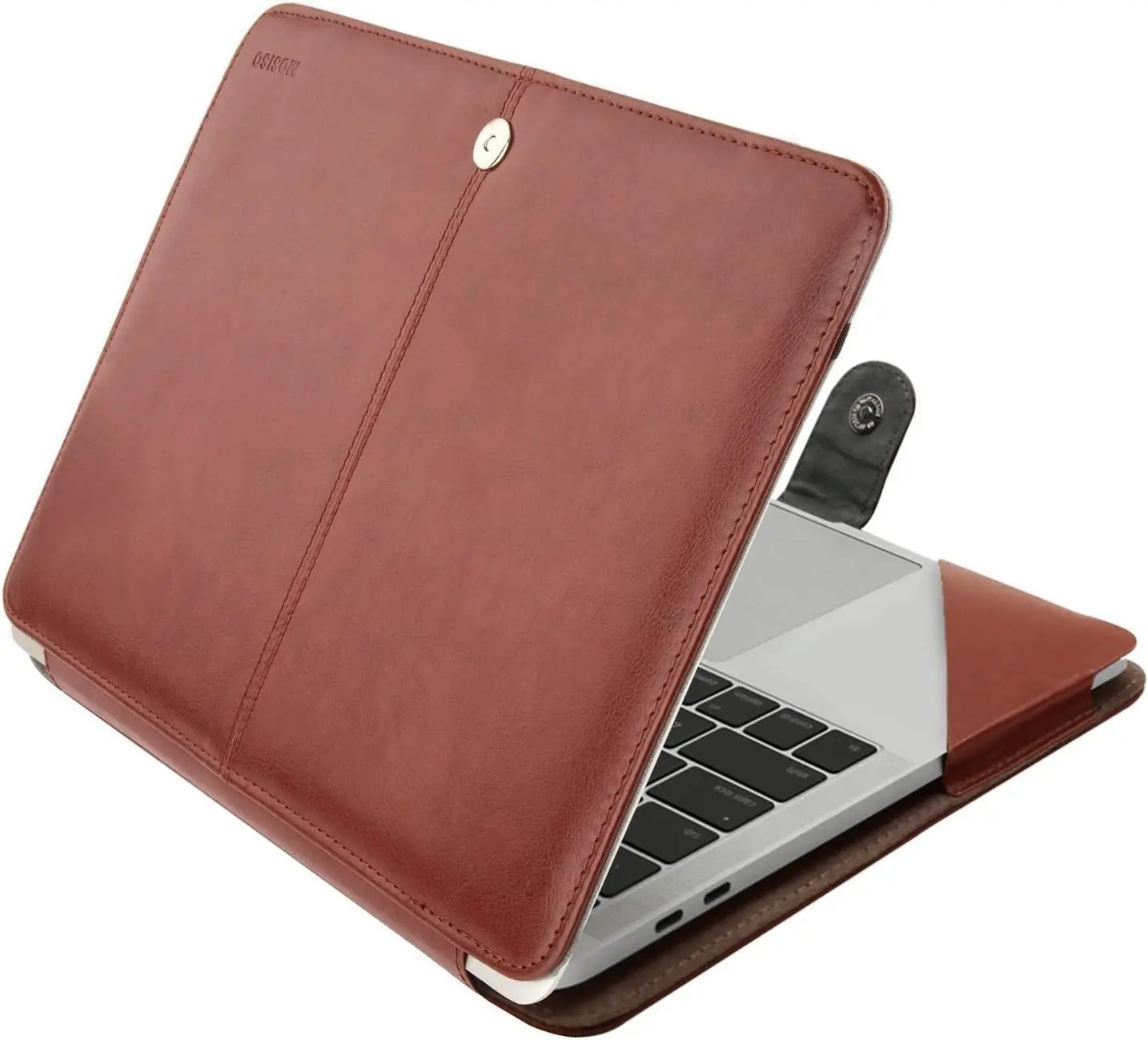 MOSISO PU Leather Laptop Sleeve Case for MacBook Air 13.6 M5 M4 M3 M2 / Air 13 M1 / Pro 13, Protective Portfolio Stand Cover