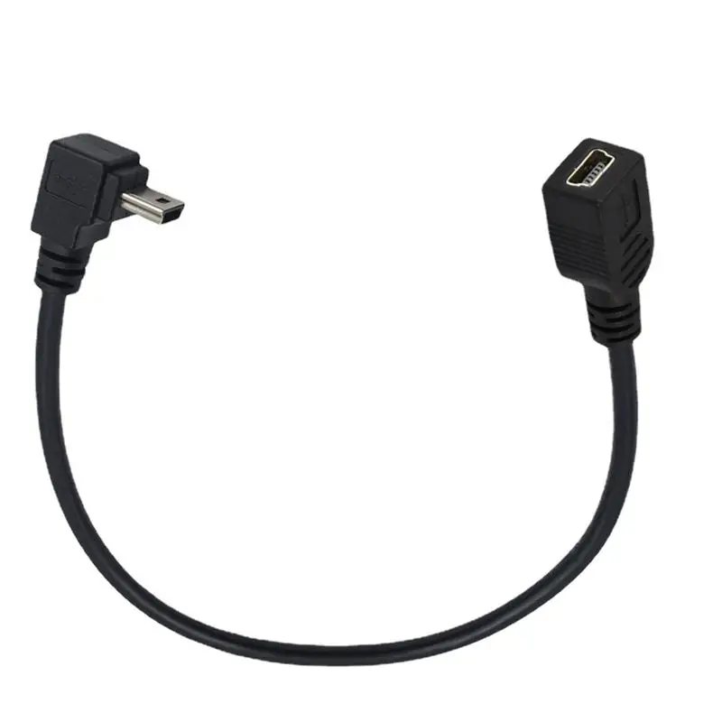 25cm USB Cable 90  Bend Mini USB Data Charging Extension Cable Mini T-Port Male to Female MP4 Phone PSP Connection Cable