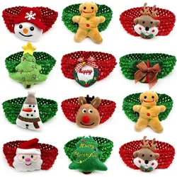 30/50pcs Large Dog Bowties Snowman Christmas Tree Deer Style Dog Collar Small Middle Large Dog Pet Supplies Dog Accessoreis Bows