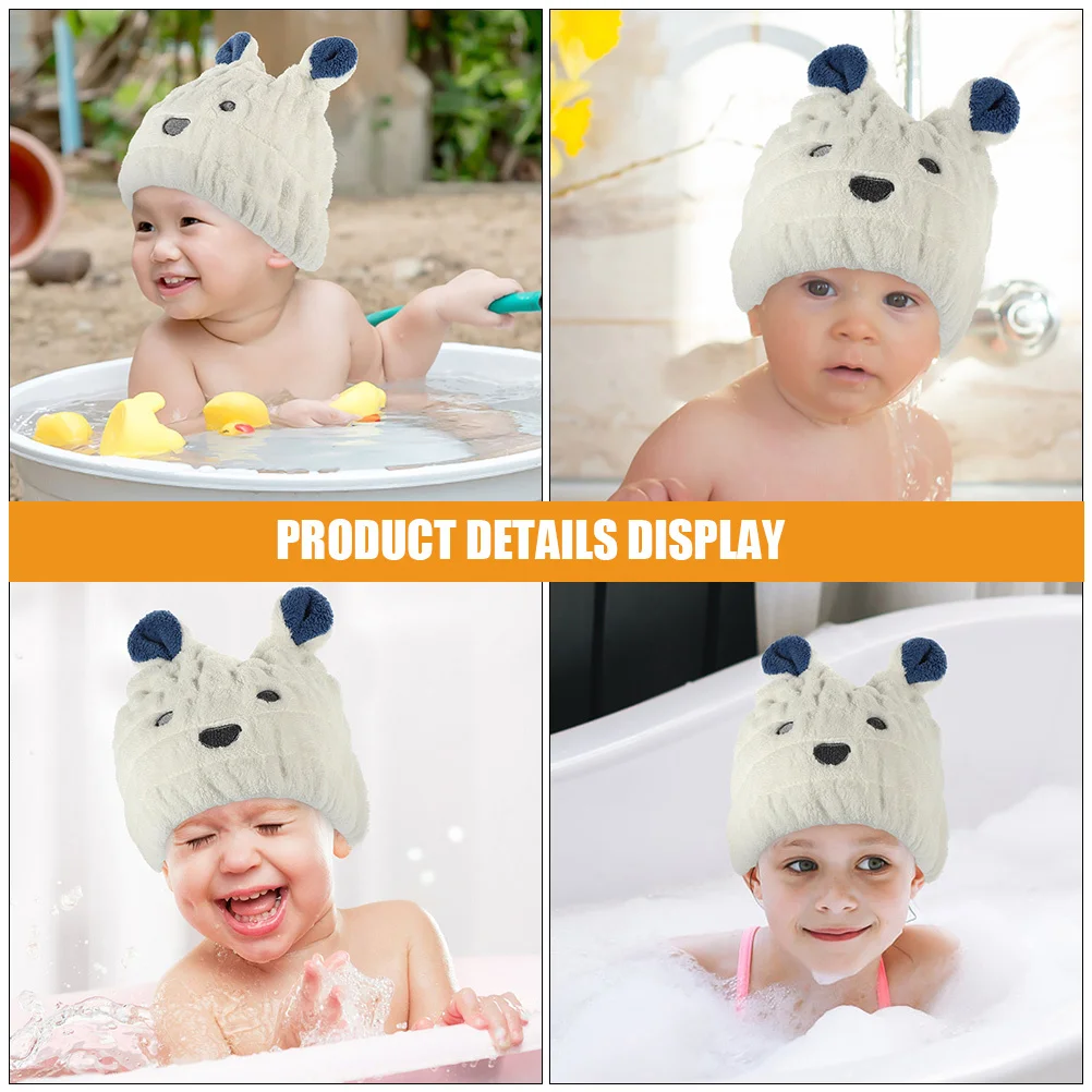 

2Pcs Children Hair Drying Hat Coral Fleece Cartoon Pattern Hair Wrap Towel Shower Cap Head Towel Shower Caps for Home