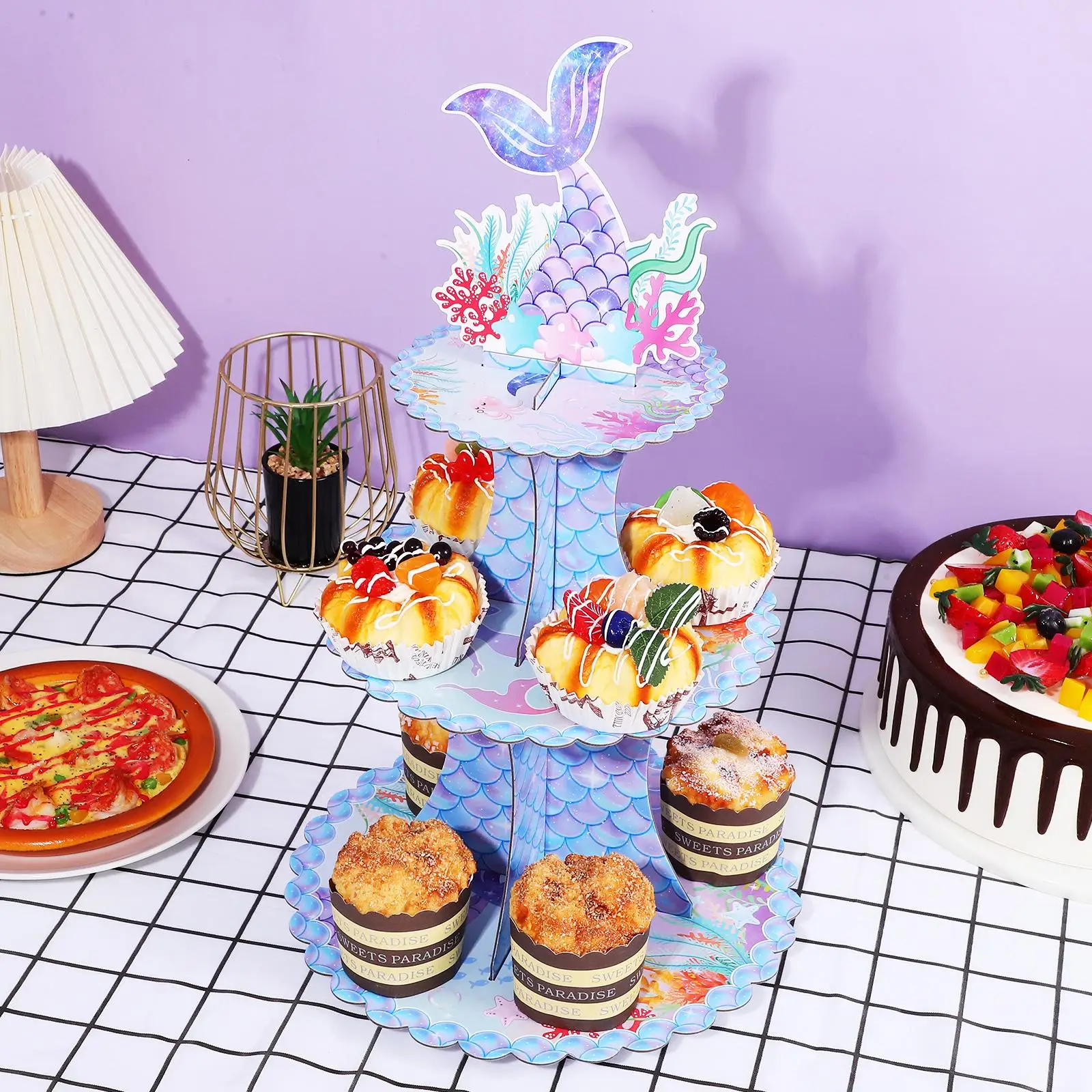 Cupcake Display Stands, Titular Festa Sobremesa, Snack Cake Servindo Stands, 2pcs