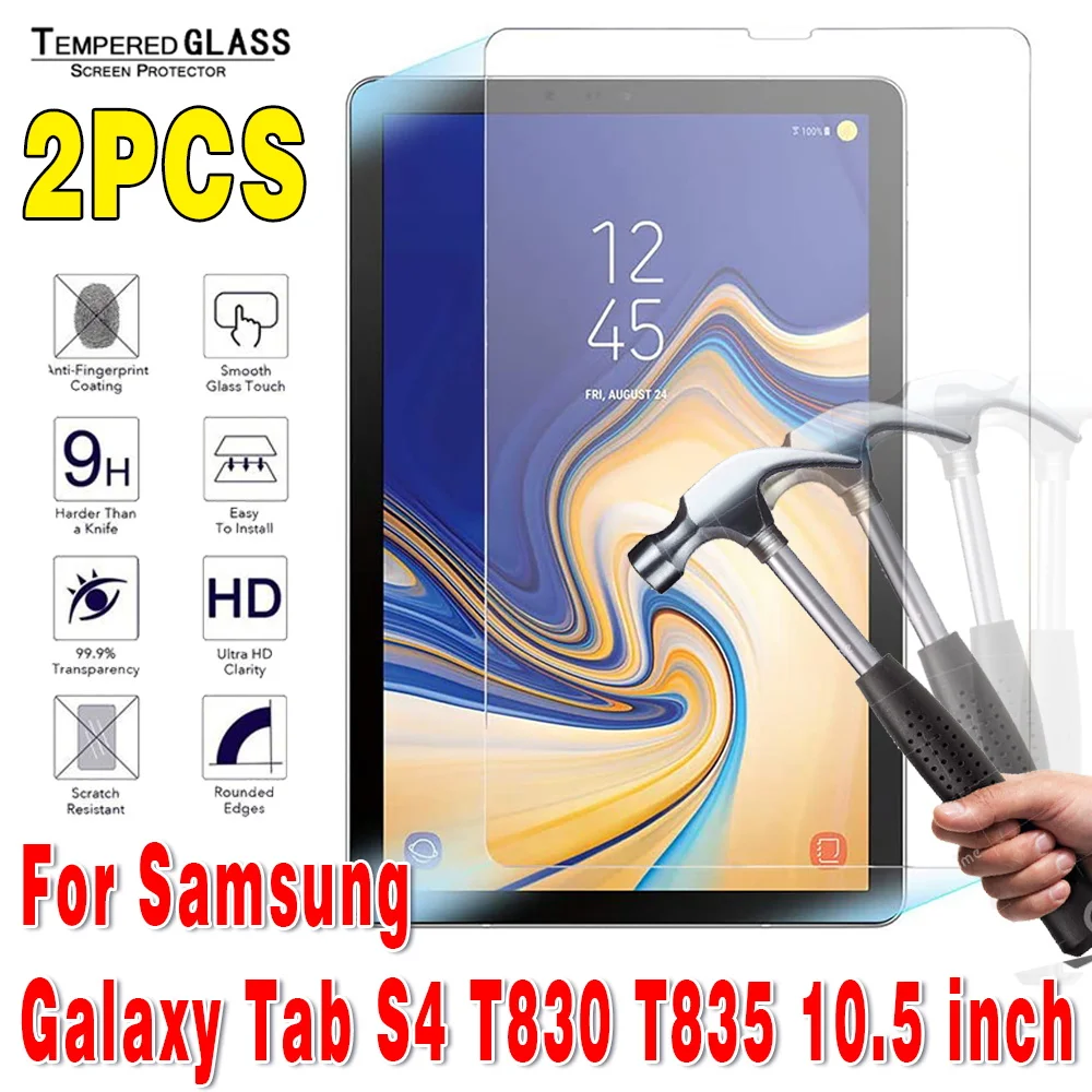 Protecteur d'écran pour Samsung Galaxy Tab S4, 2 pièces, Film de protection à couverture complète en verre trempé pour tablette 9H 10.5mm 0.3 SM-T830 T835