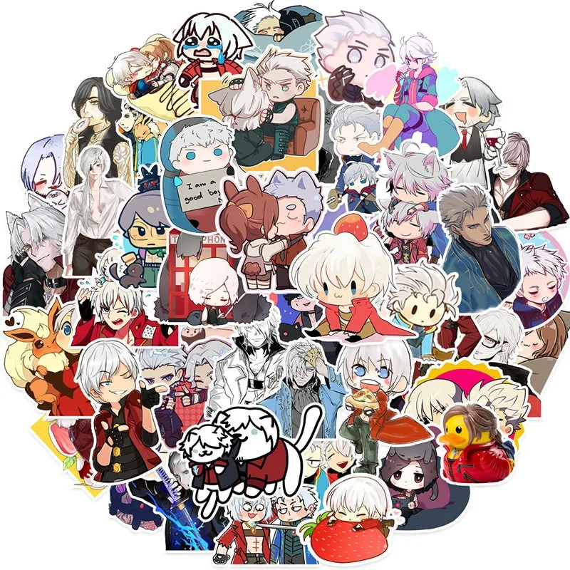 

Game Peripheral Devil May Cry 50pcs Kawaii Decorative Stickers DMC DIY Luggage Phone Case Skateboard Waterproof Sticker Gift