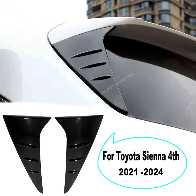 For Toyota Sienna 4th 2021 22 23 24 Car Styling Carbon Chrome Rear Window Spoiler Side Wing Triangle Cover Trim Molding Garnish