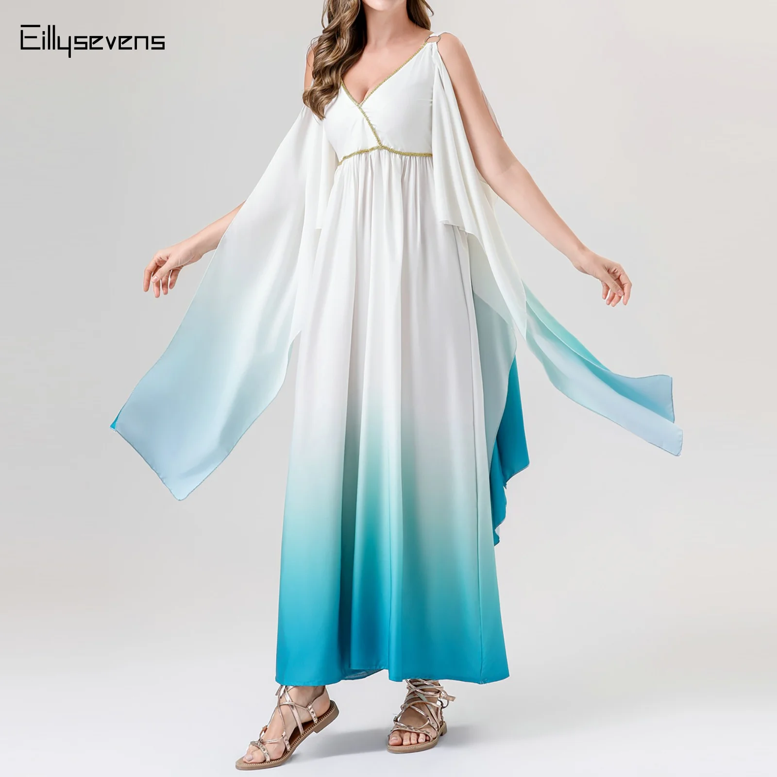 Greek Goddess Dress Costume Women's Cosplay Long Dress Cleopatra Queen Cosplay Costume Halloween Carnival Performance Dress