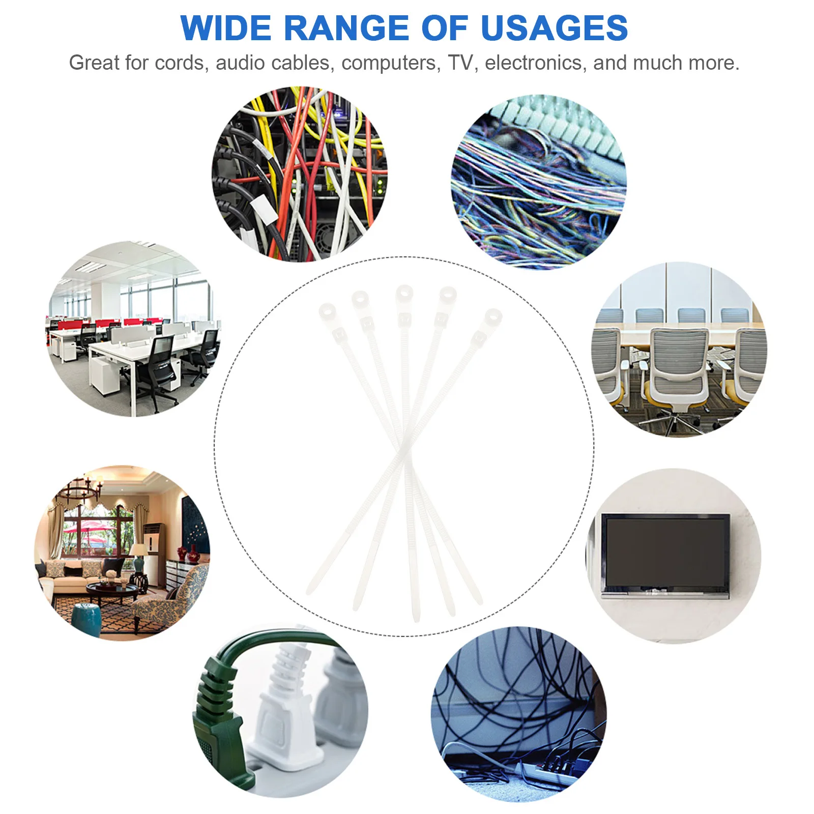 

100Pcs Double Hole Round Head Cable Zip Ties Nylon Self-Locking for Long-Term Indoor Outdoor Use Multipurpose Wire Harness