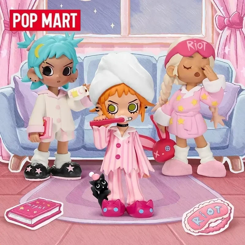 

POP MART Серия Lil Peach Riot Sleepover: Коллекционные фигурки-сюрпризы, кавайные украшения, декор для дома, настольные модели, куклы