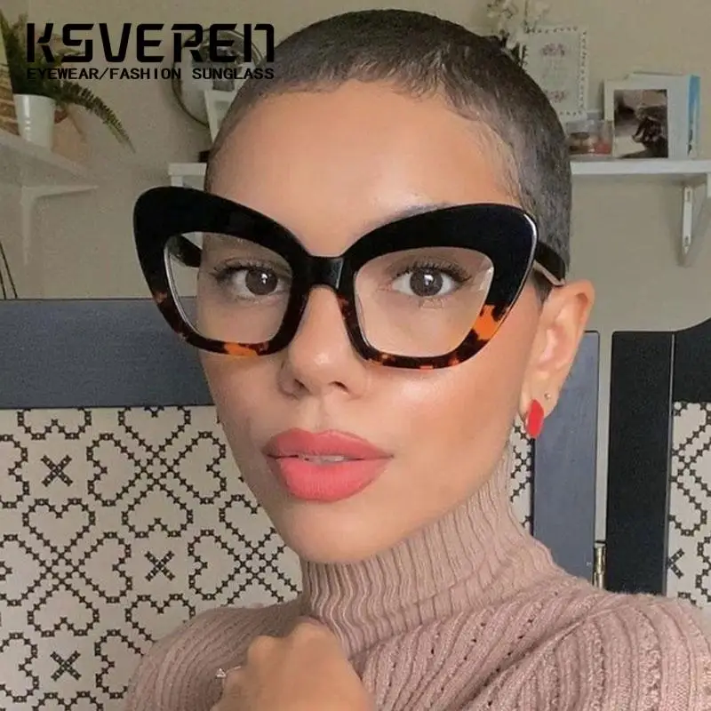 KSVEREN Anti Blue Lightแว่นตาอ่านหนังสือแว่นตาผู้หญิงแว่นตาVINTAGE CAT EYEกรอบแว่นตาขนาดใหญ่กรอบแว่นตา