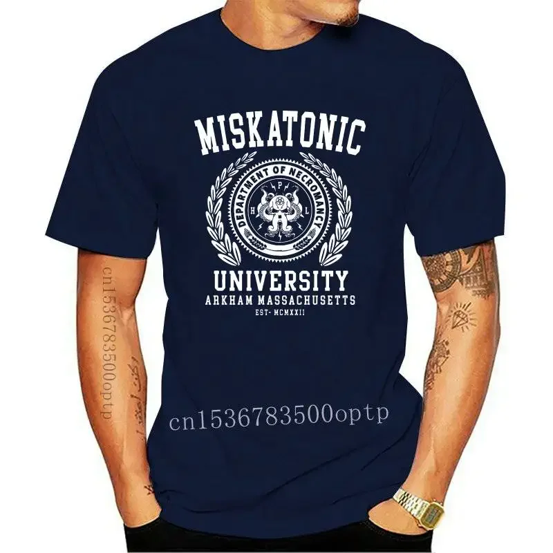 New Cthulu And Lovecraft Miskatonic University Tee Shirt Men Call Of Cthulhu Necronomicon Funny Tees Crewneck Cotton Tops T Shir