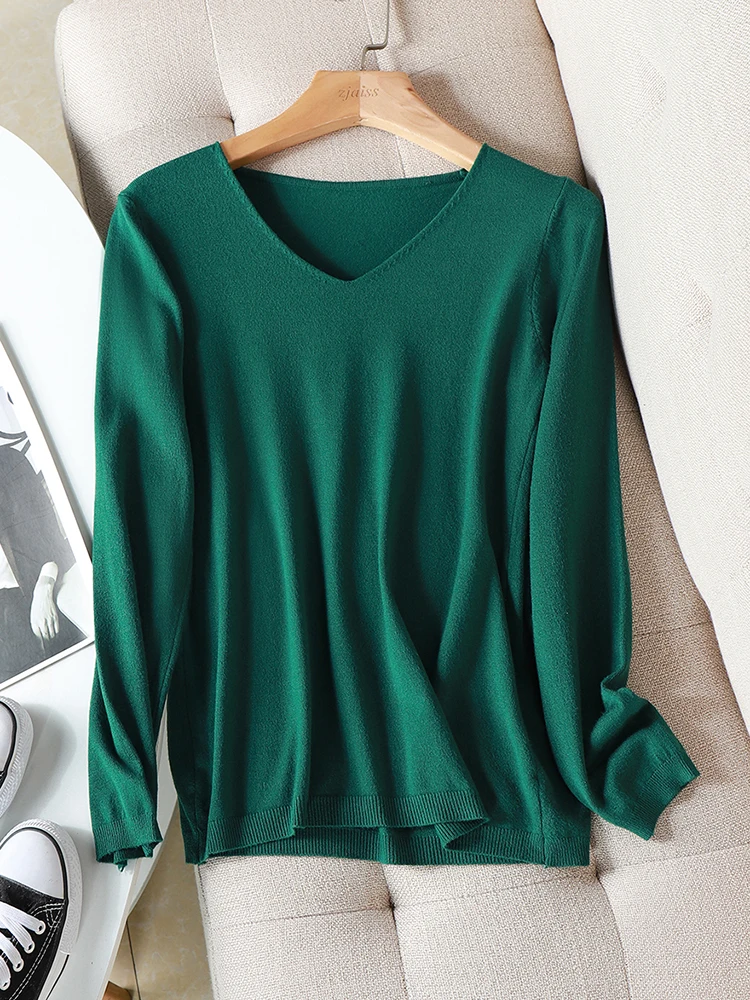 AOSSVIAO 2024 autumn winter Sweater Knitted Pullover women v-neck oversize sweater female loose long sleeve sweater top Jumper