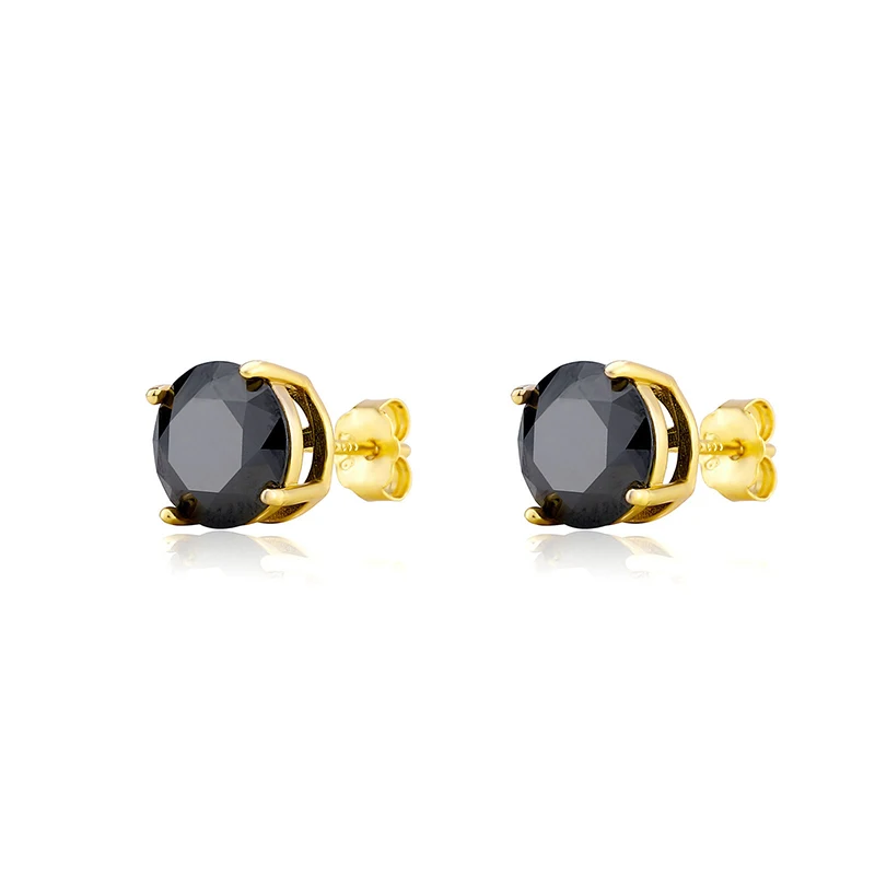 Black Moissanite S925 Sterling Silver Round Stud Earring for Men Women Hip Hop Earrings Bling Ice Out Rapper Jewelry
