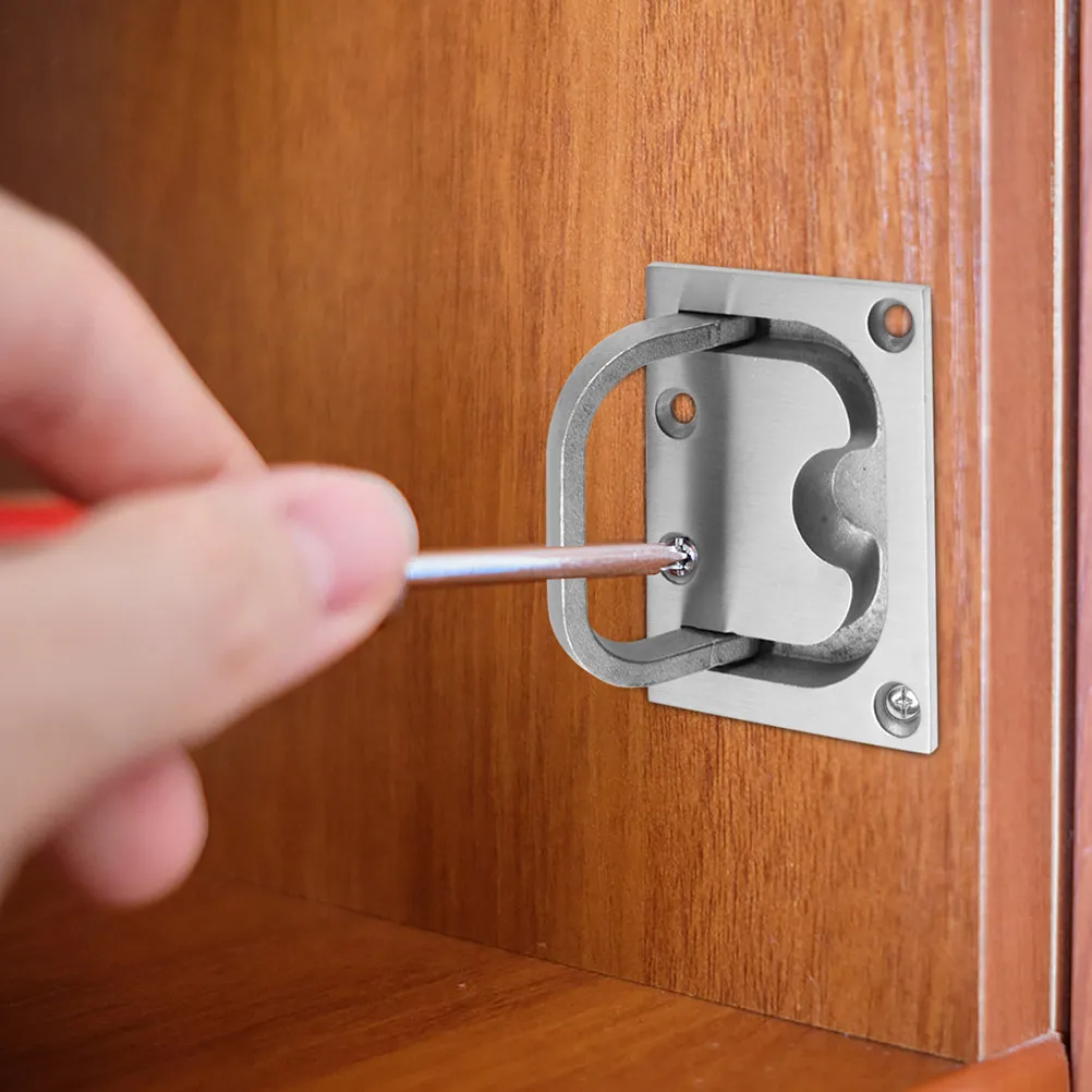

1Set Stainless Marine Hatch Latch Square Pull Handle for Boat Deck Recessed Floor Hatch Cabinet Pull Door Hardware