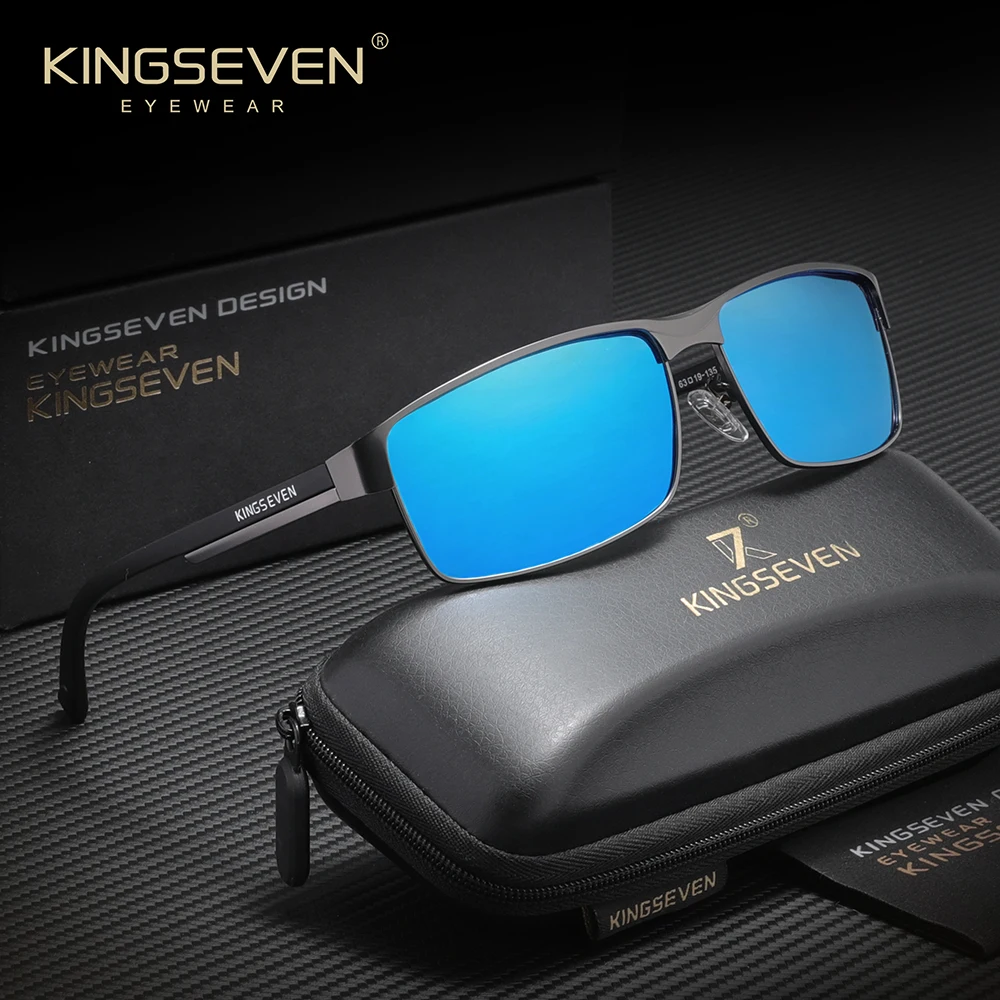 

KINGSEVEN Alloy Rectangle Frame Sunglasses Vintage Design For Men Women Driving Eyewear Polarized UV400 Glasses