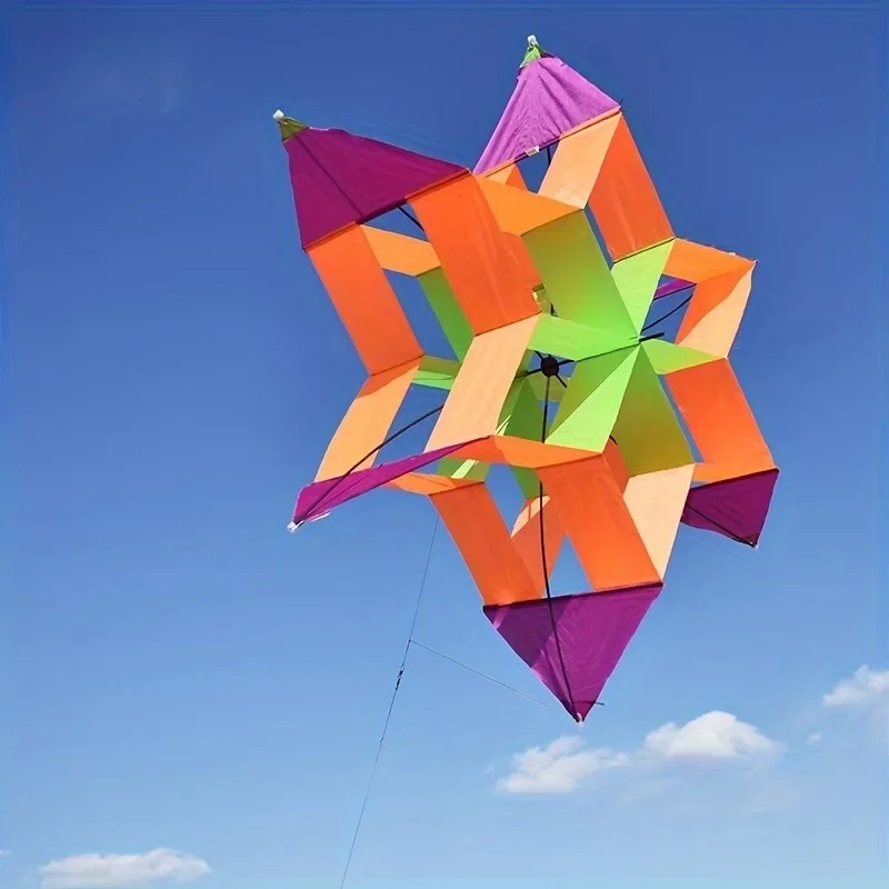 Cometa colorida de flor de loto 3D para niños y adultos, cometas de flores fáciles de volar con línea voladora, juguete al aire libre para Picnic, playa, parque, viajes