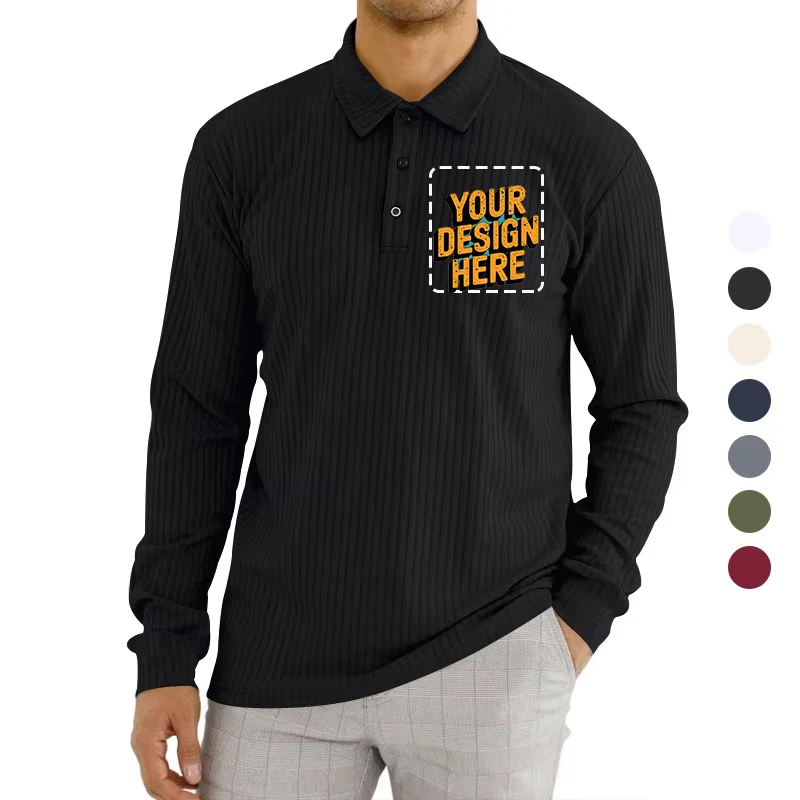 

Мужская весенне-осенняя футболка с длинным рукавом, европейская и американская мужская базовая рубашка с длинным рукавом, поло, бесплатный индивидуальный логотип/текст
