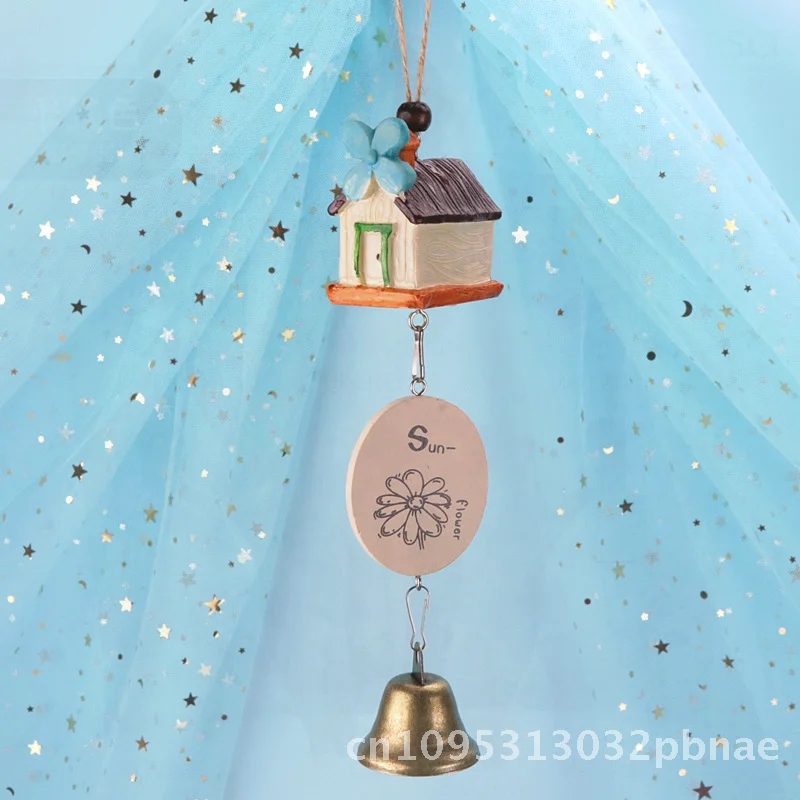 Carillón de viento de gato de gran barriga de Anime de dibujos animados, colgante de campana bonito de resina, decoración creativa para el hogar, regalo, obra de arte colgante de 30cm de largo