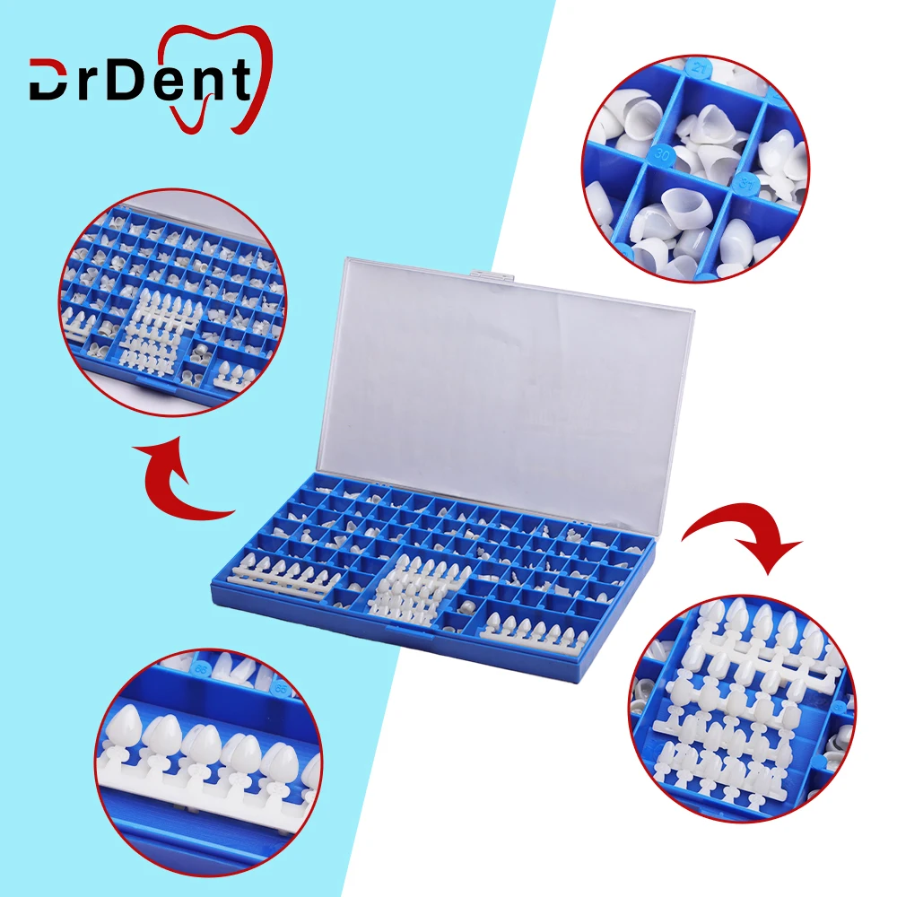 Dental 390Pcs/Box Temporary Crowns 66 Size Crown Mold Guides Premolar Molars Anterior Cuspid Instrument