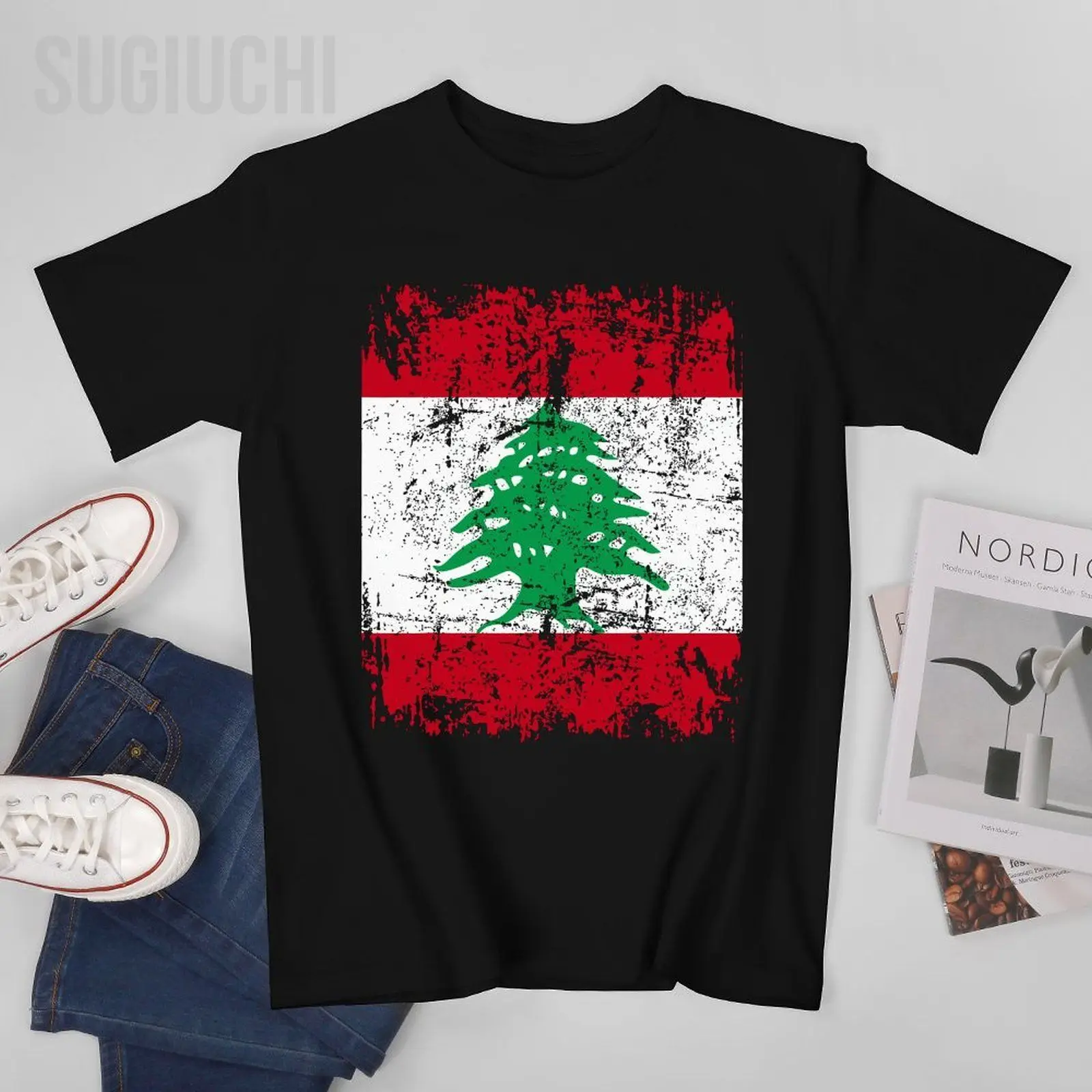 Unisex Men Vintage LEBANON Flag LEBANON Tshirt Tees T Shirts Women Boys 100% Cotton T-Shirt
